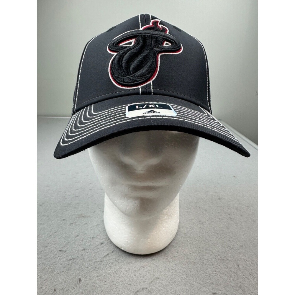 NEW Adidas NBA Miami‎ Heat Black Color Pop SuperFlex L/XL Hat